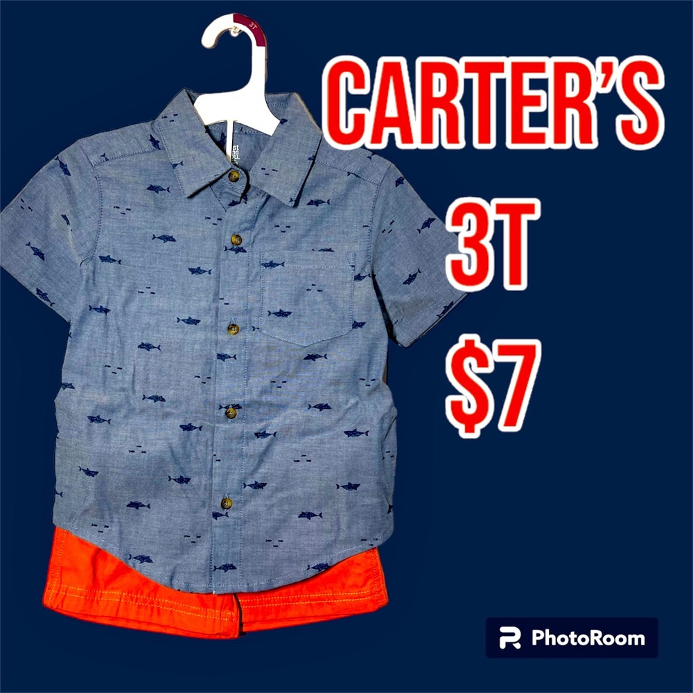 Just For You by Carter’s - Size 3T Two Piece Set, Button-Up Shirt & Shorts